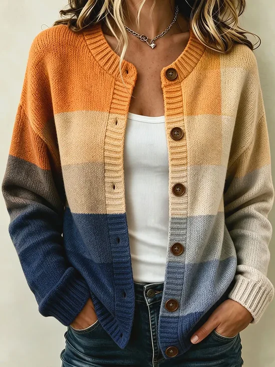 Women Abstract Long Sleeve Comfy Vintage Printing Cardigan