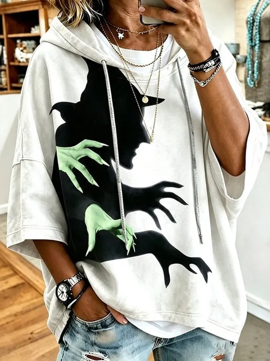 Casual Halloween Hoodie Half Sleeve Hoodie