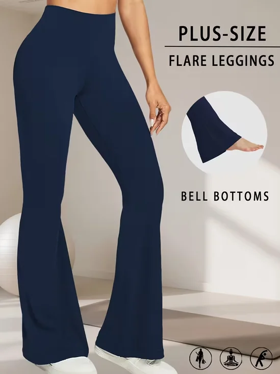 Women's Plus Size High Waisted Flare Leggings Tummy Control Stretchy Bell Bottom Pants