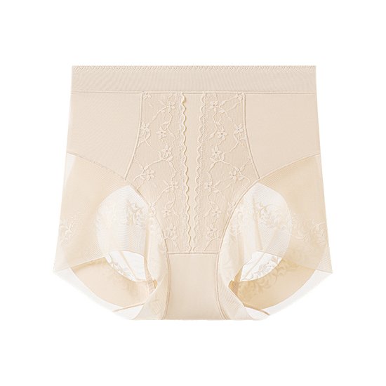 High Waist Seamless Lace Tummy Control Panties for Women Fold-Over Waistband Shaping Underwear