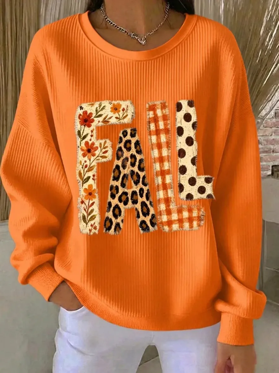 Casual Polka Dots Crew Neck Long Sleeve Sweatshirt