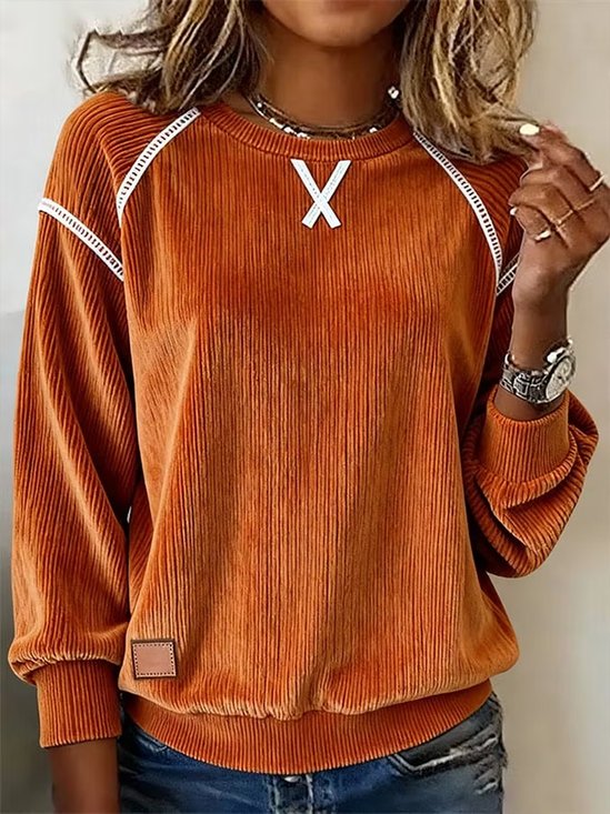 Casual Striped Crew Neck Long Sleeve Sweatshirt