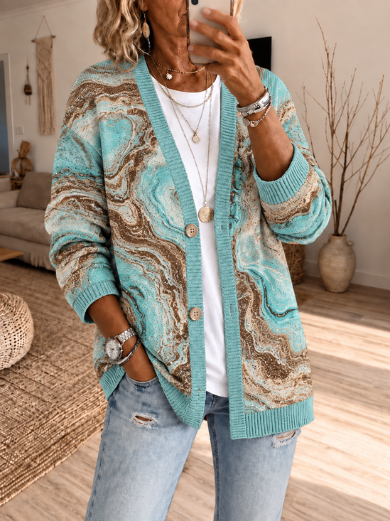 Women Spring/Fall Outerwear Casual Printing Random Print Long Sleeve Jacket