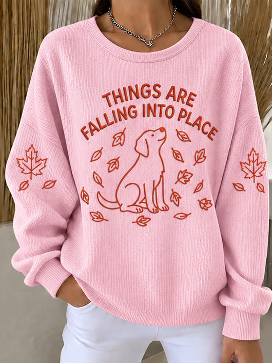 Casual Text Letters Crew Neck Long Sleeve Sweatshirt