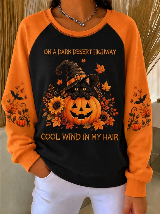 Casual Color Block Crew Neck Long Sleeve Sweatshirt