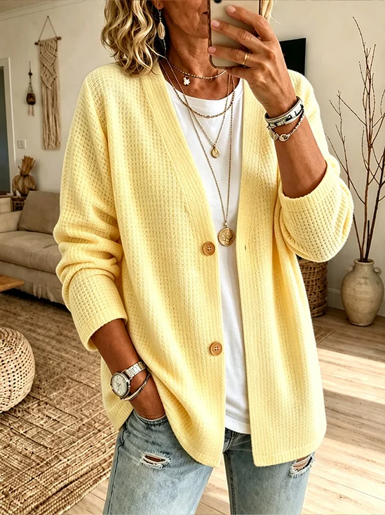 Women Spring/Fall Outerwear Casual Plain Long Sleeve Jacket