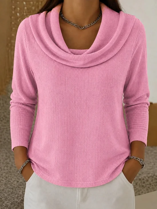 Women Plain Long Sleeve Comfy Casual Sweater