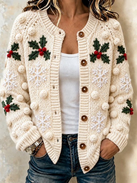 Women Christmas Long Sleeve Comfy Casual Cardigan