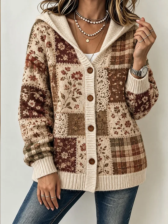 Women Floral Long Sleeve Comfy Vintage Cardigan