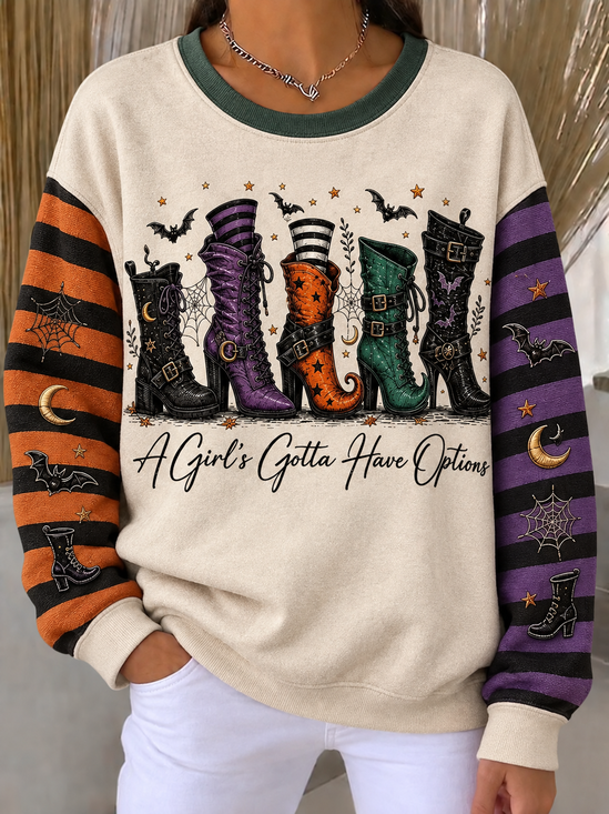 Casual Striped Crew Neck Long Sleeve Sweatshirt