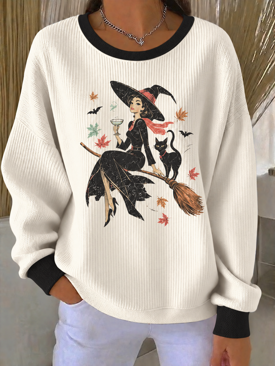 Casual Color Block Crew Neck Long Sleeve Sweatshirt
