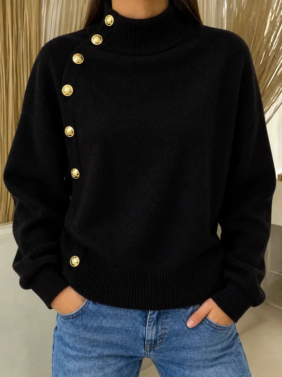 Women Plain Long Sleeve Comfy Casual Sweater