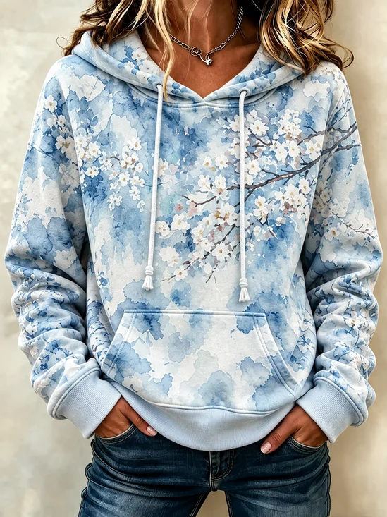 Casual Floral Hoodie Long Sleeve Hoodie