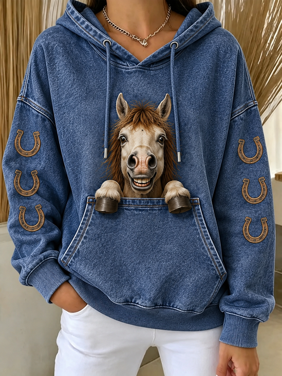 Vintage Horse Hoodie Long Sleeve Hoodie