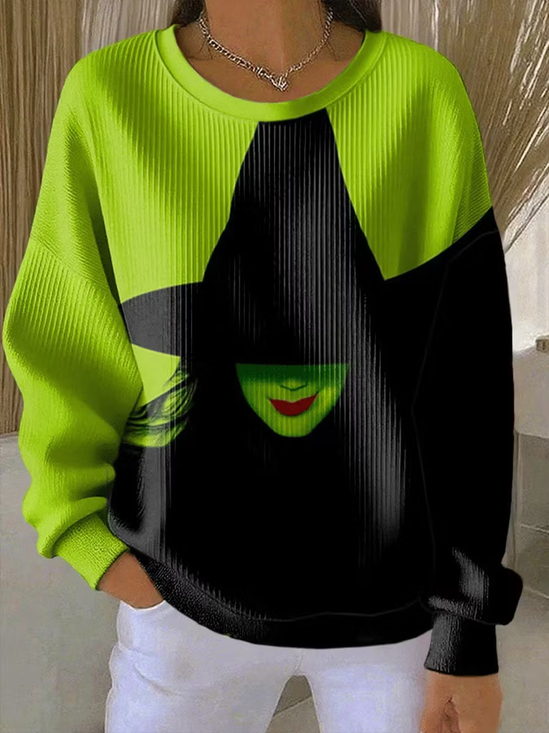 Casual Color Block Crew Neck Long Sleeve Sweatshirt
