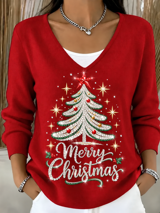 Casual Halloween V Neck Long Sleeve T-shirt