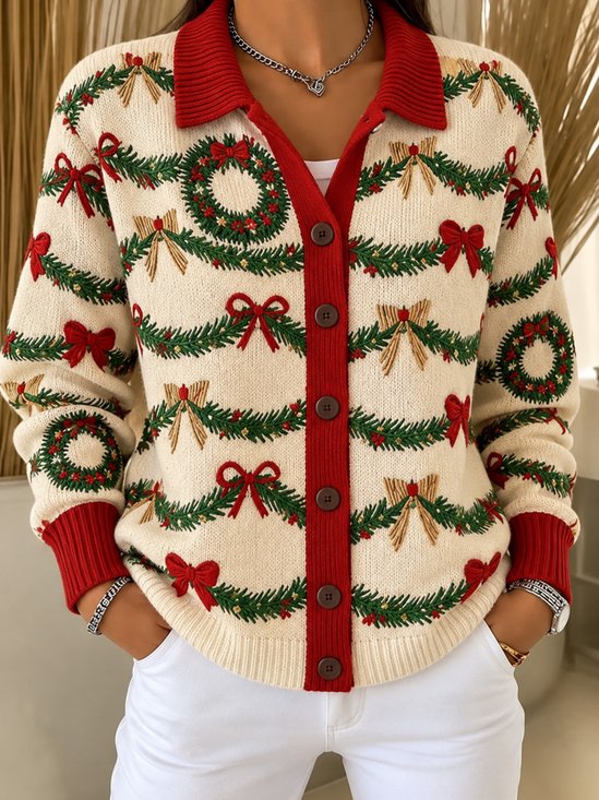 Women Christmas Long Sleeve Comfy Vintage Cardigan