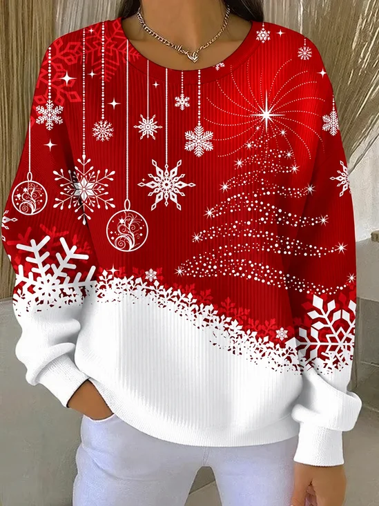 Casual Color Block Crew Neck Long Sleeve Sweatshirt