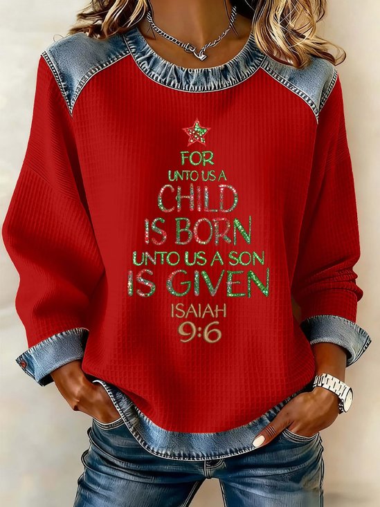 Casual Text Letters Crew Neck Long Sleeve Sweatshirt