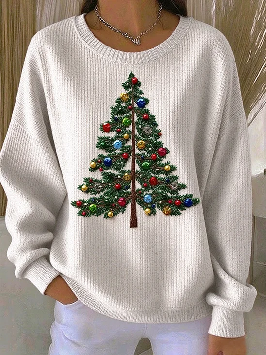 Casual Christmas Crew Neck Long Sleeve Sweatshirt