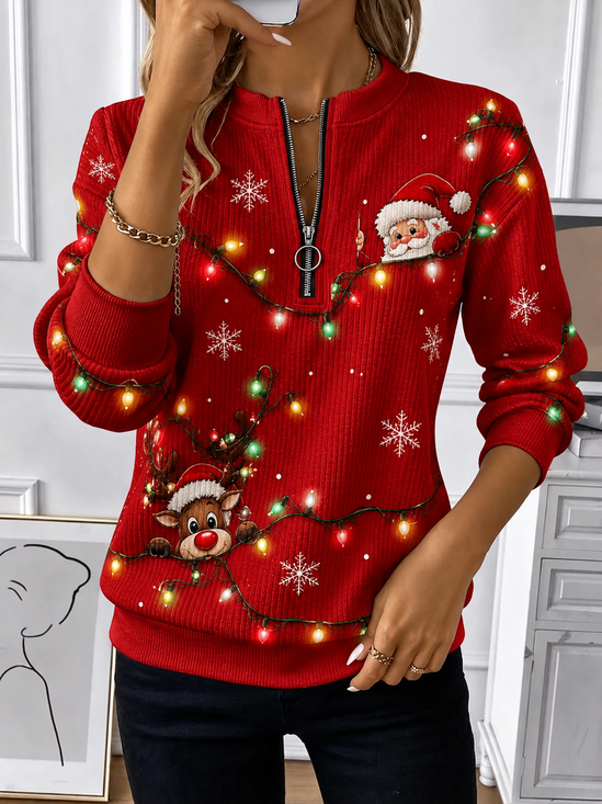 Casual Santa Claus Crew Neck Long Sleeve Sweatshirt