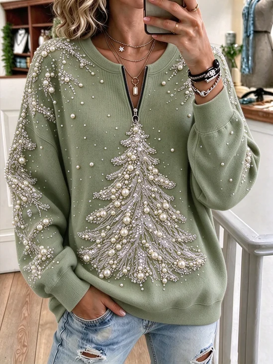 Vintage Christmas Crew Neck Long Sleeve Sweatshirt