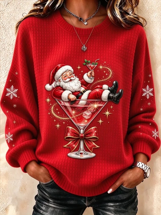 Casual Santa Claus Crew Neck Long Sleeve Sweatshirt