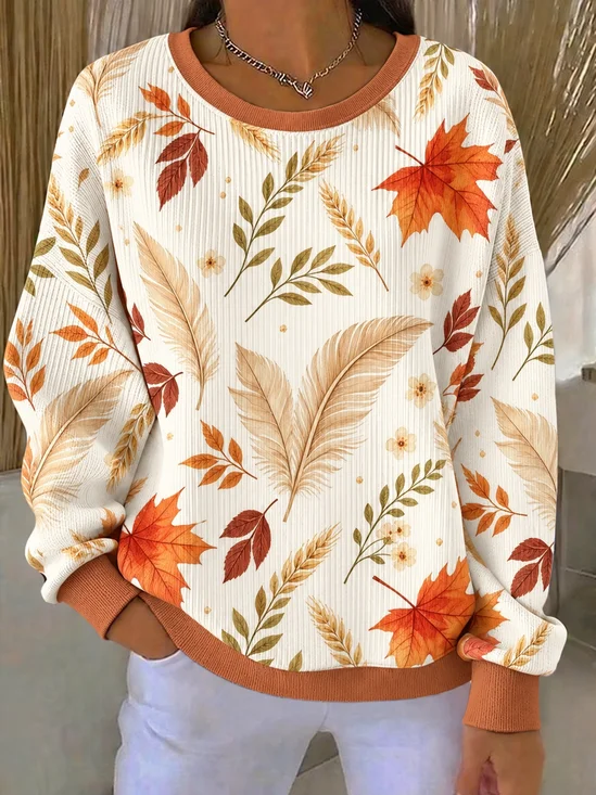 Casual Color Block Crew Neck Long Sleeve Sweatshirt