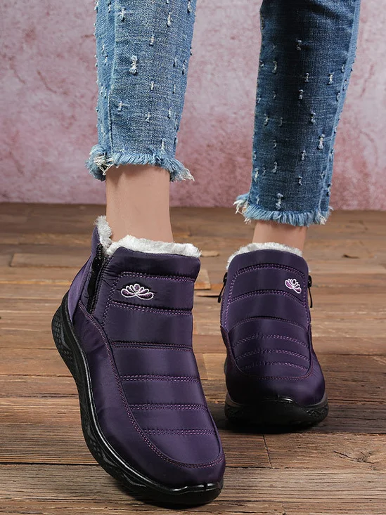 Casual Plain Slip On Flat Heel Snow Boots