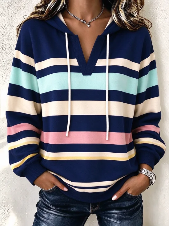 Casual Striped Hoodie Long Sleeve Hoodie