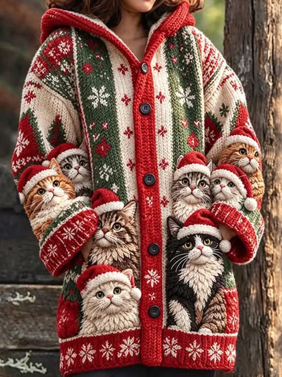 Women Christmas Long Sleeve Comfy Casual Cardigan