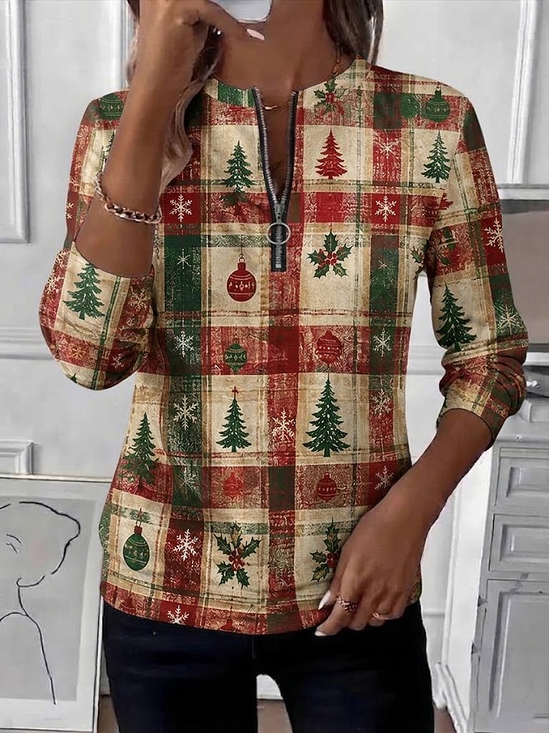 Casual Christmas Crew Neck Long Sleeve Sweatshirt