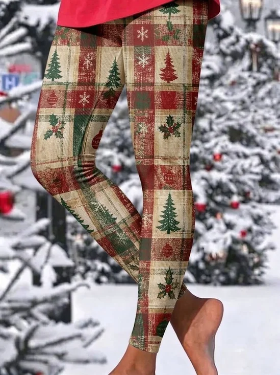 Women Christmas Casual All Season Printing Long Leggings