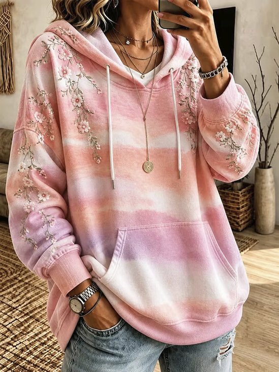 Casual Floral Hoodie Long Sleeve Hoodie