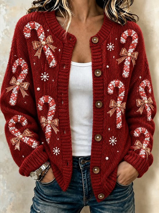 Women Christmas Long Sleeve Comfy Vintage Cardigan