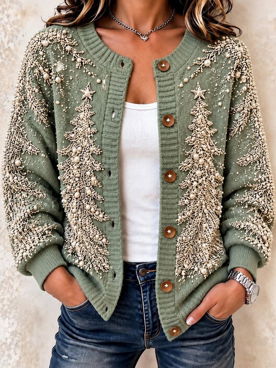 Women Christmas Long Sleeve Comfy Vintage Cardigan