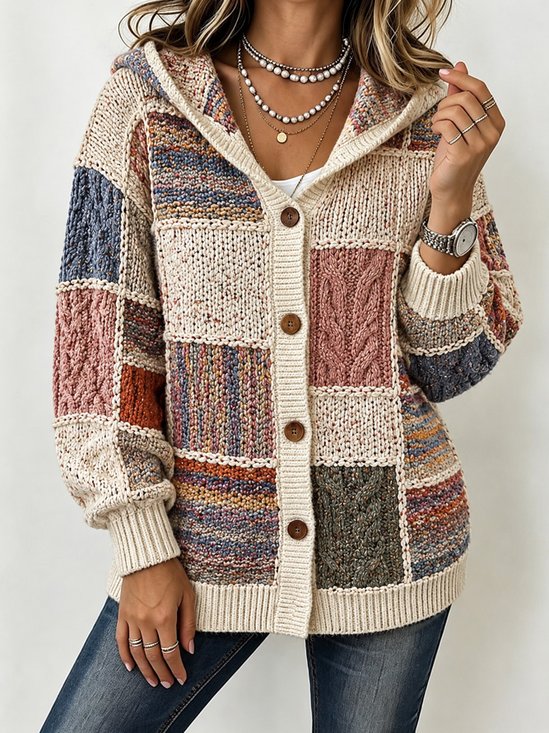 Women Geometric Long Sleeve Comfy Vintage Cardigan