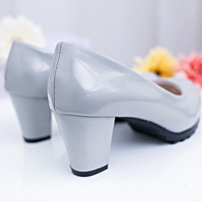 Non Slip Solid Chunky Heel Work Pumps noracora