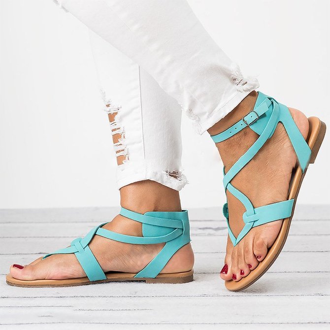 Daily Hollow-out Gladiator Buckle Sandals | noracora