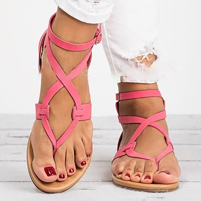 Daily Hollow-out Gladiator Buckle Sandals | Shoes | Noracora Sandals ...