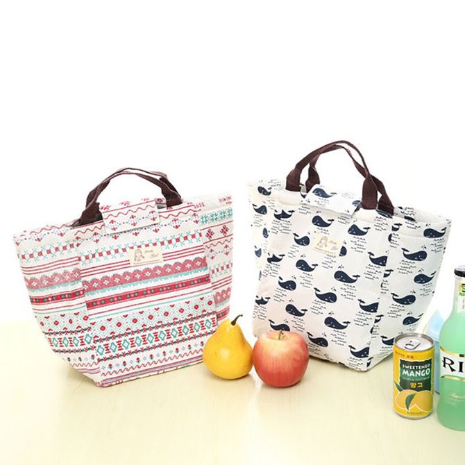Cartoon Pattern Bag Cooler Bag Bento Picnic Pouch Lunch Container MAMA