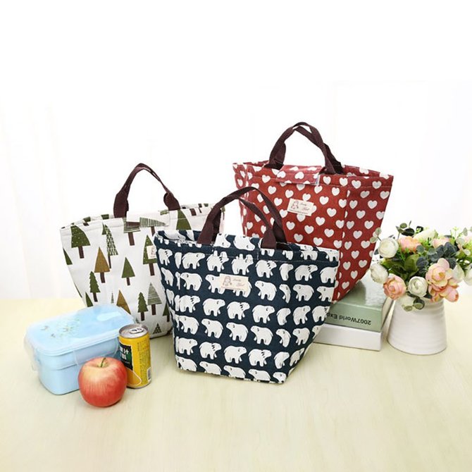Cartoon Pattern Bag Cooler Bag Bento Picnic Pouch Lunch Container MAMA