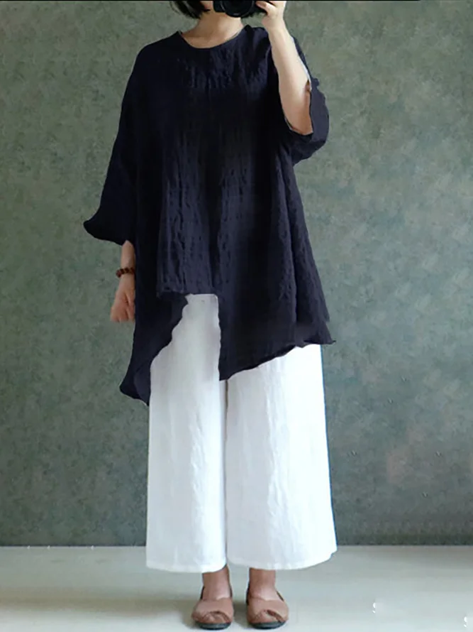 Solid Casual Linen Plus Size Pants | noracora