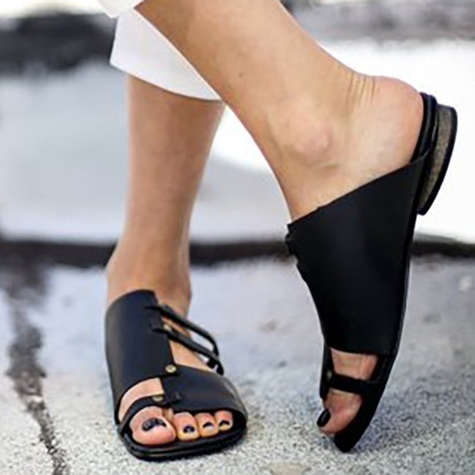 Women PU Sandals Casual Slip On Plus Size Shoes | noracora