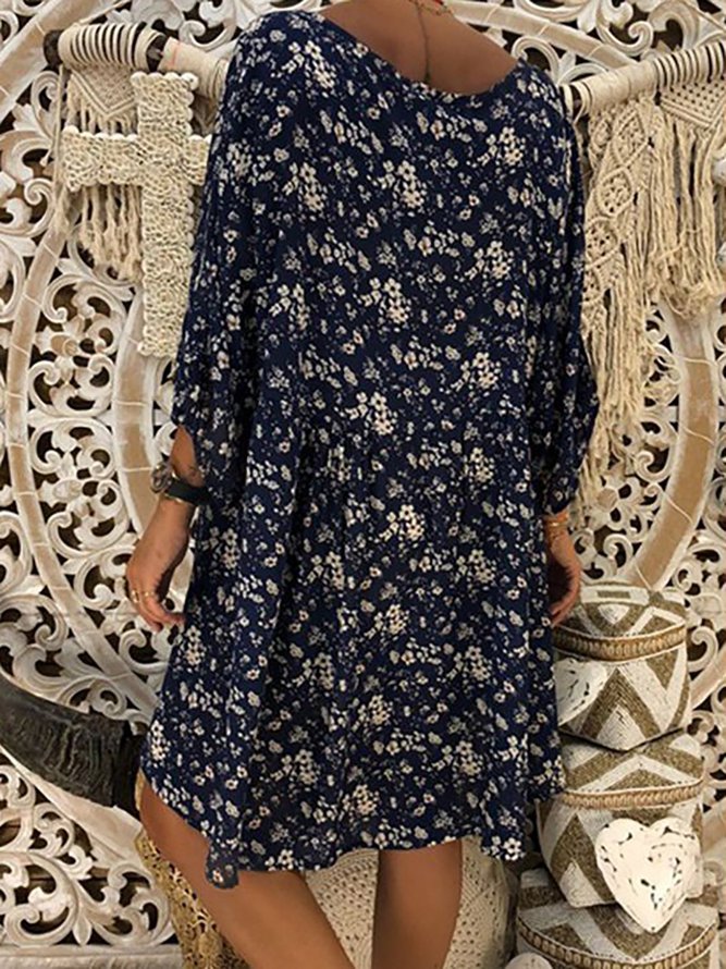 Casual Long Sleeve V Neck Floral Dresses | noracora