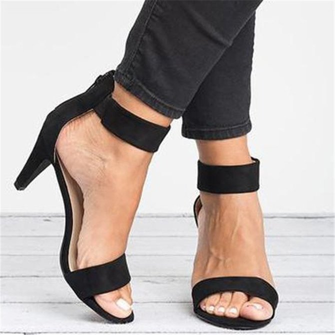 Women Nubuck Pumps Sandals Casual Ankle Strap Zipper Shoes noracora