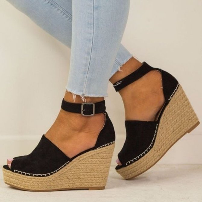 Women Espadrilles Daily Nubuck Sandals Creepers Wedges | noracora