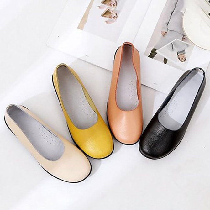 Summer Casual Leather Flats | noracora