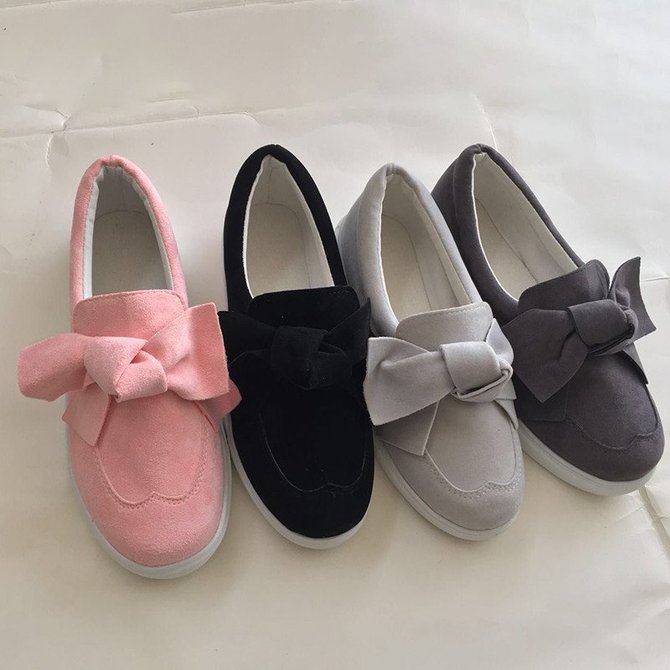 womens nubuck loafers bowknot