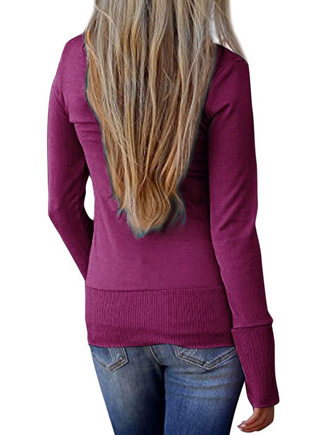 Pink Polyester Solid Casual Sweater noracora